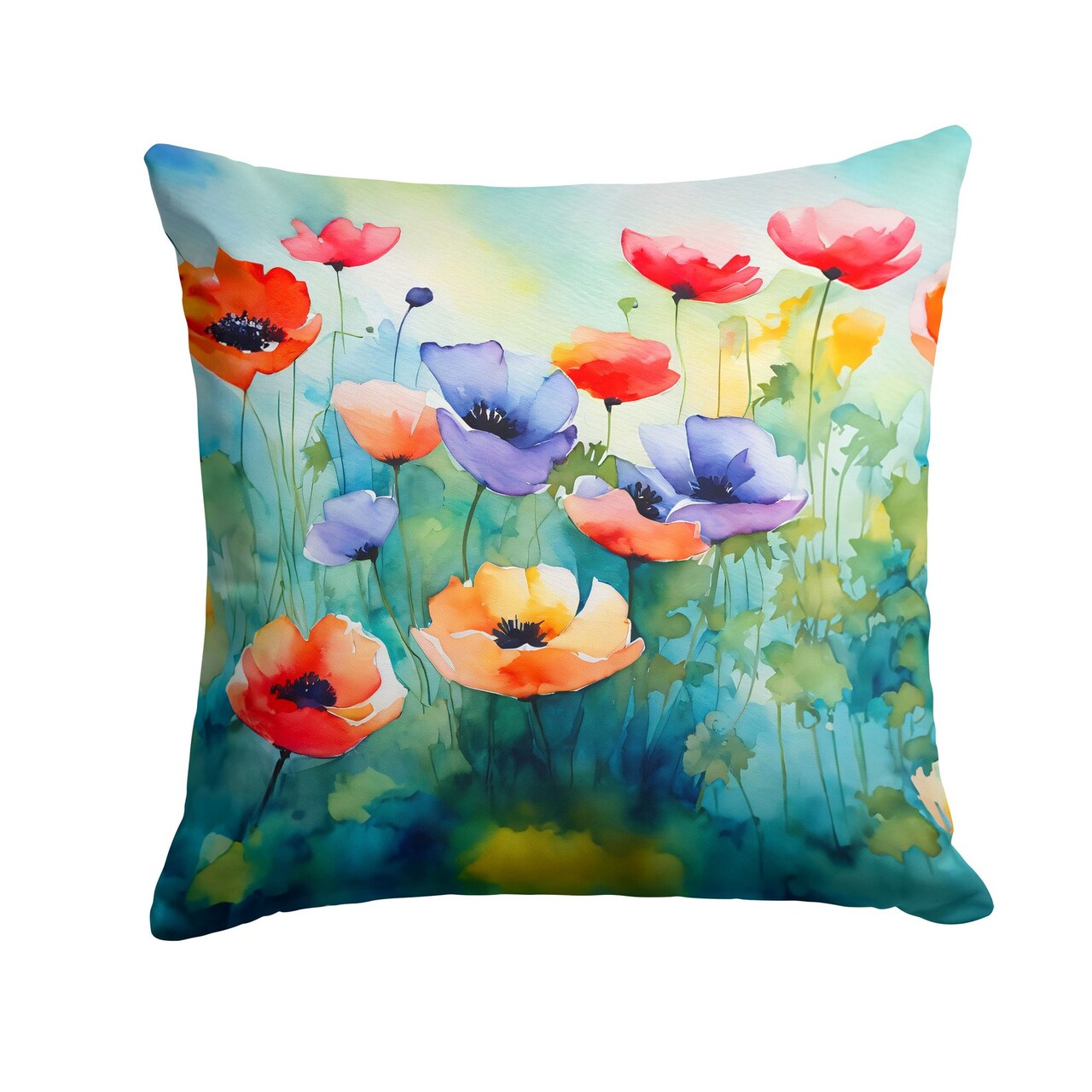 Edge Collections - 18" X 18" - Multicolor - Throw Pillow Anemones Watercolor - 1 Piece